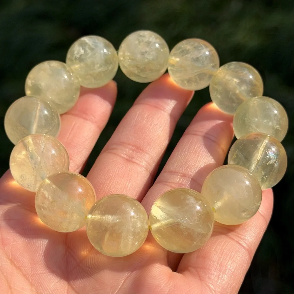 17mm stretchable chunky lemon quartz‎ bracelet 1060
